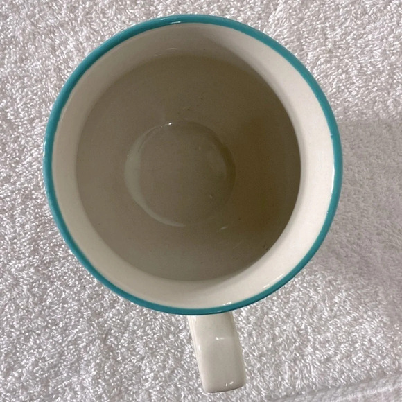 The Pioneer  Woman Starburst Footed Hot Chocolate Coffee Cup Mug Turquoise Red - Picture 6 of 8